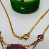 Victorian 15ct Yellow Gold & Paste Set Heart Drop Necklace Antique c1890