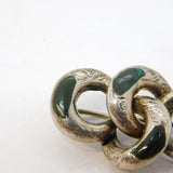 Victorian Scottish Sterling Silver Green Malachite Knotted Brooch Antique c1860