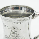 Victorian Sterling Silver Floral Bamboo Handle Christening Mug 1891 Antique