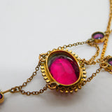 Victorian 15ct Yellow Gold & Paste Set Heart Drop Necklace Antique c1890
