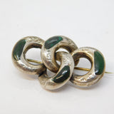 Victorian Scottish Sterling Silver Green Malachite Knotted Brooch Antique c1860