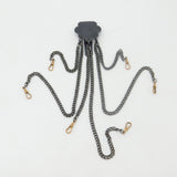 Victorian Cut Steel Chatelaine with Rolled Gold Dog Clips Antique c1860