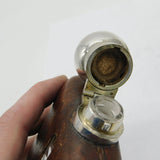 Large Sterling Silver, Leather & Glass Hip Flask & Stirrup Cup Antique 1937 Sheffield