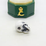 Sterling Silver, White Enamel & Garnet Memento Mori Skull Charm Vintage c1960