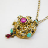 19th Century Austro-Hungarian Sterling Silver Gilt, Turquoise, Stone Set Pendant c1860