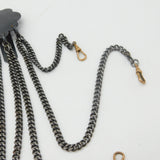 Victorian Cut Steel Chatelaine with Rolled Gold Dog Clips Antique c1860