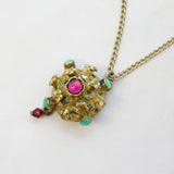 19th Century Austro-Hungarian Sterling Silver Gilt, Turquoise, Stone Set Pendant c1860