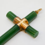 Edwardian 9ct Gold & Nephrite Jade Cross Pendant Antique 1903 Birmingham