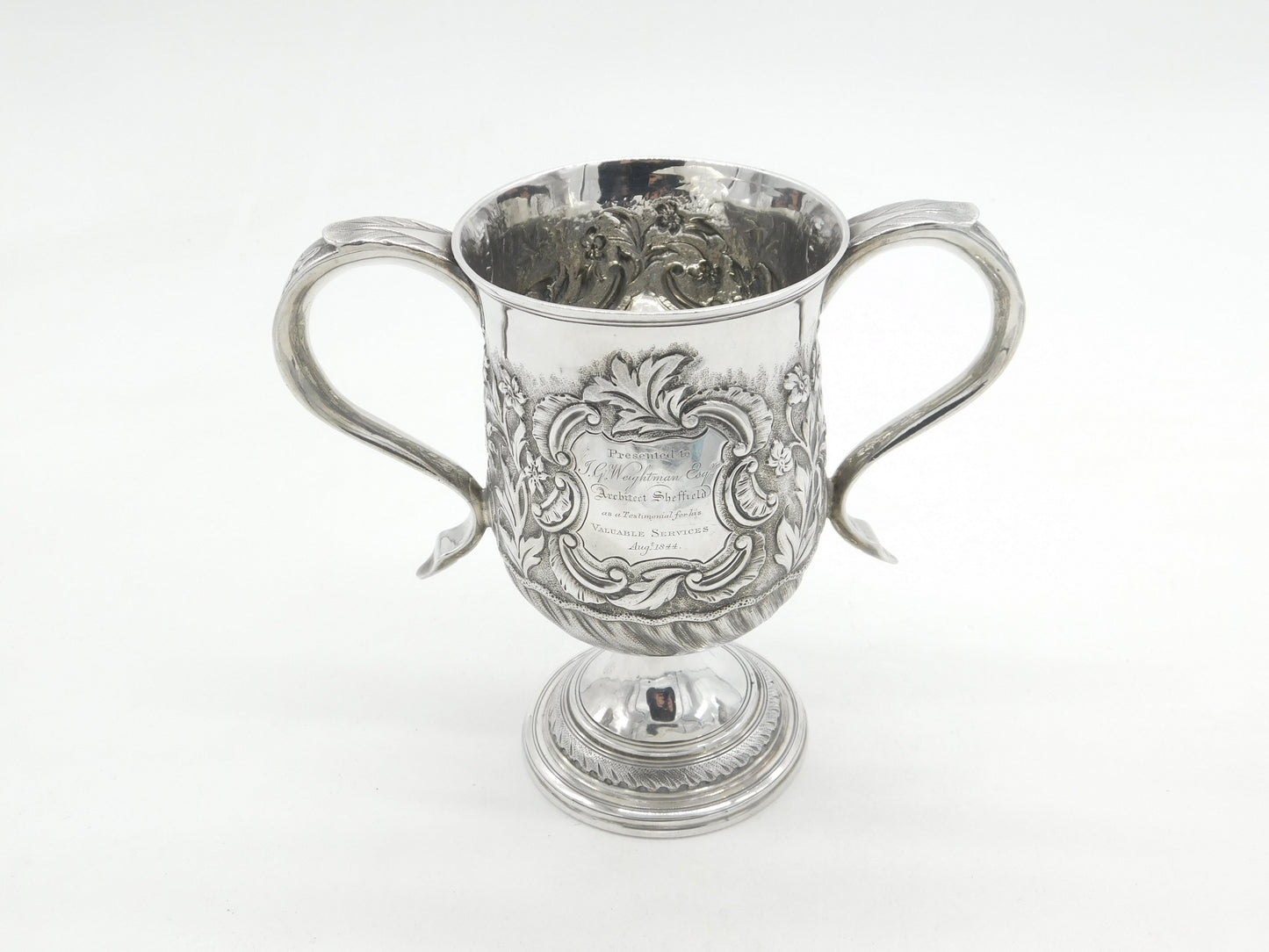 Georgian Sterling Silver Floral Loving Cup Trophy 1794 London Antique Bateman