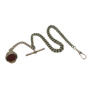 Edwardian Sterling Silver & White Metal Albert Watch Chain Antique 1902 Birmingham