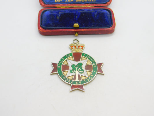 Sterling Silver & Enamel 'Pride of Liphook' Masonic Fob Medal 1971 Birmingham