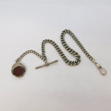 Edwardian Sterling Silver & White Metal Albert Watch Chain Antique 1902 Birmingham