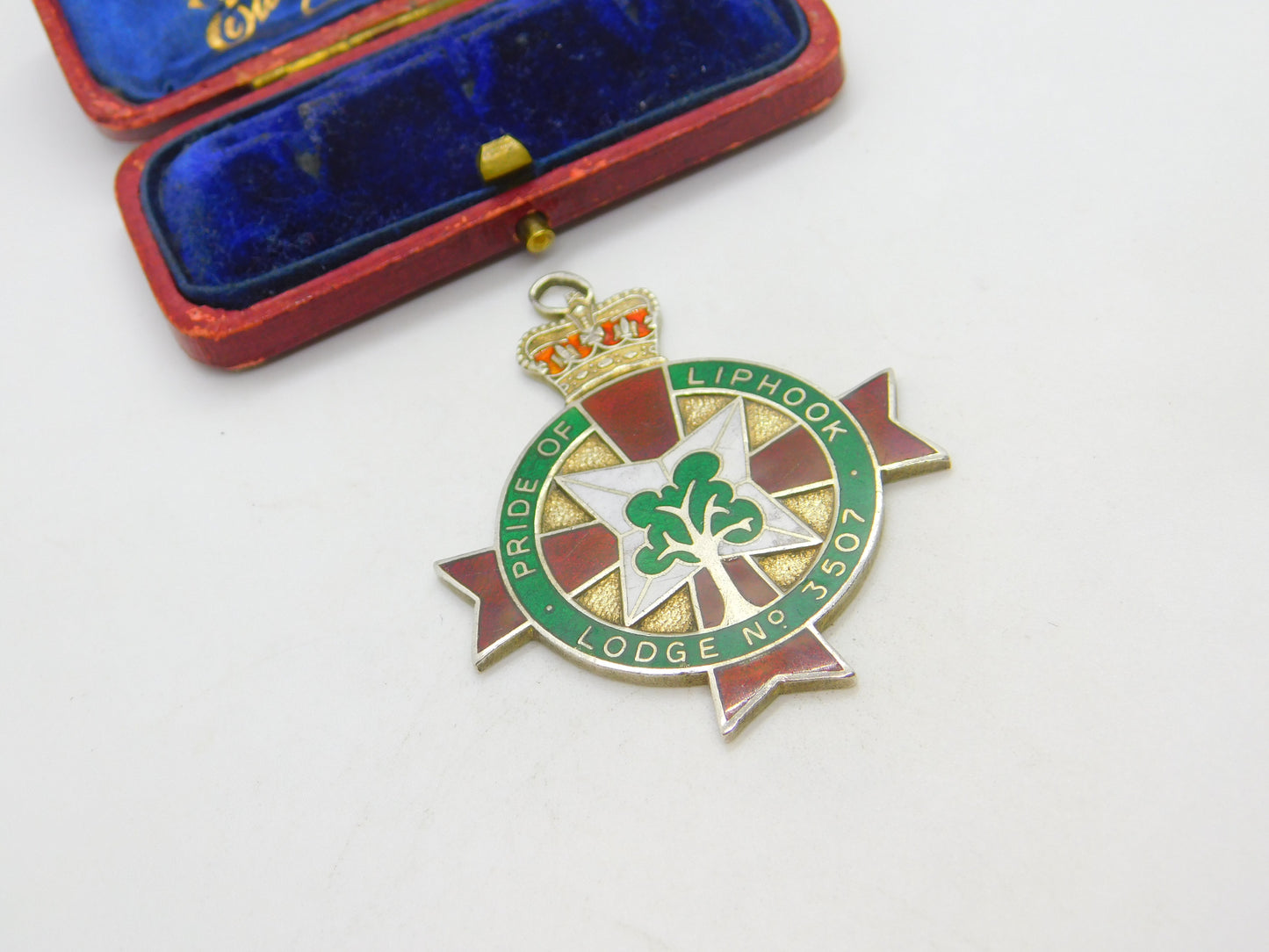 Sterling Silver & Enamel 'Pride of Liphook' Masonic Fob Medal 1971 Birmingham