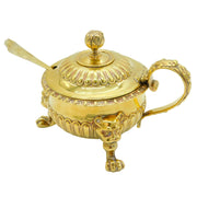 George III Sterling Silver Gilt Large Rococo Lion Mask Mustard Pot Antique 1802 London