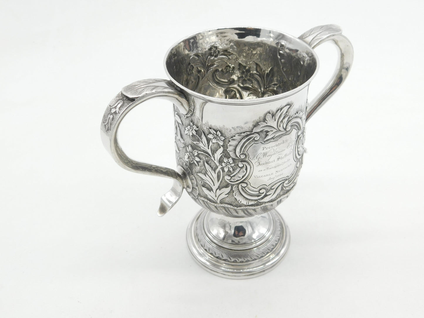 Georgian Sterling Silver Floral Loving Cup Trophy 1794 London Antique Bateman