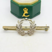 19th Century French 18ct Gold Diamond Set Wreath Brooch Antique c1890