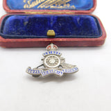 WWII Sterling Silver & Enamel Royal Artillery Sweetheart Brooch Antique c1940