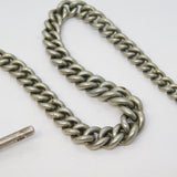 Edwardian Sterling Silver & White Metal Albert Watch Chain Antique 1902 Birmingham