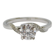 14ct White Gold & 1.1ct Brilliant Cut Diamond Solitaire Ring Vintage c2000