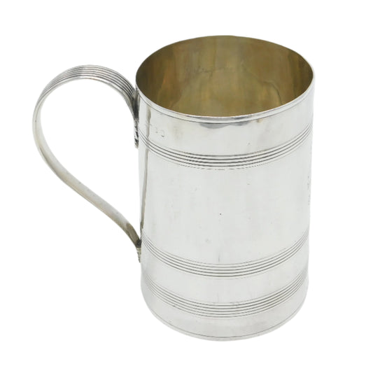 George III Large Sterling Silver Lined Pattern Quart Tankard Antique 1795 London