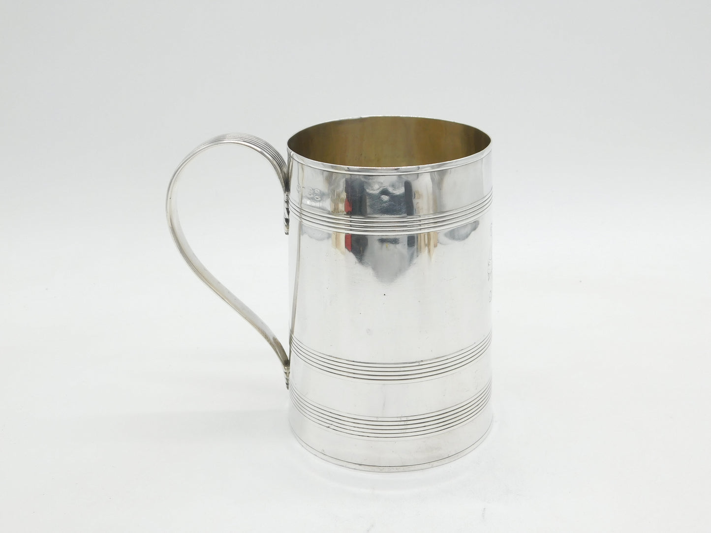 George III Large Sterling Silver Lined Pattern Quart Tankard Antique 1795 London