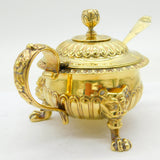 George III Sterling Silver Gilt Large Rococo Lion Mask Mustard Pot Antique 1802 London