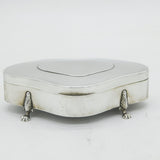 Sterling Silver Paw Foot Jewellery Box Antique 1918 Birmingham Art Deco
