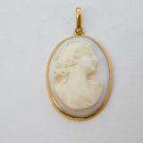 Victorian 9ct Rose Gold Carved Angel Skin Coral Cameo Pendant Antique c1860