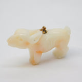 Victorian 9ct Gold & Carved Angel-Skin Coral Dog Charm Pendant Antique c1890