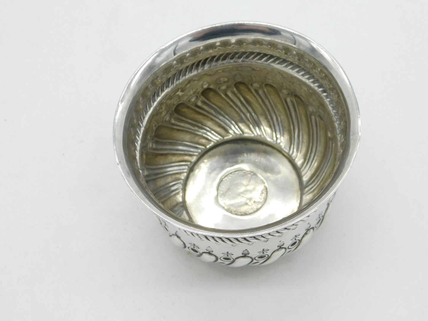 Victorian Sterling Silver Acorn Pattern William III Coin Set Sugar Bowl 1894