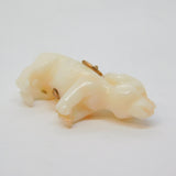 Victorian 9ct Gold & Carved Angel-Skin Coral Dog Charm Pendant Antique c1890