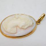Victorian 9ct Rose Gold Carved Angel Skin Coral Cameo Pendant Antique c1860