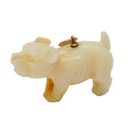 Victorian 9ct Gold Mounted Carved Angel-Skin Coral Bulldog Charm Pendant Antique