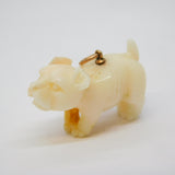 Victorian 9ct Gold Mounted Carved Angel-Skin Coral Bulldog Charm Pendant Antique