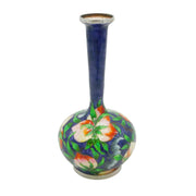 Korean .999 Pure Silver & Colourful Enamel Floral Bud Vase Vintage c1970s