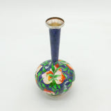 Korean .999 Pure Silver & Colourful Enamel Floral Bud Vase Vintage c1970s