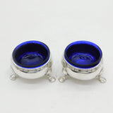 George II Pair of Sterling Silver Hoof Foot Salt Cellars Antique 1737 London