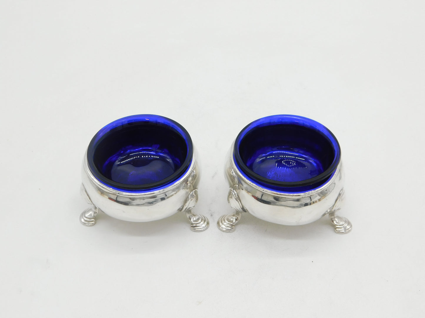George II Pair of Sterling Silver Hoof Foot Salt Cellars Antique 1737 London