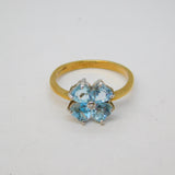 9ct Yellow Gold, Aquamarine, Diamond Heart Cut Ring Vintage 1994 Birmingham