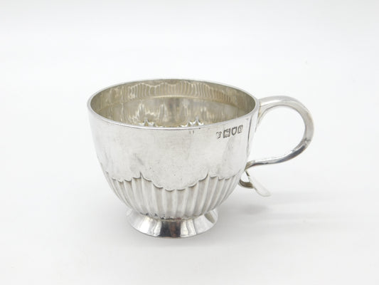 Victorian Sterling Silver Leaf Form Tea Cup Antique 1900 London Art Nouveau