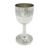 Chinese 19th Century Sterling Silver Floral Decorated Wine Goblet Antique Leeching Canton