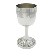 Chinese 19th Century Sterling Silver Floral Decorated Wine Goblet Antique Leeching Canton