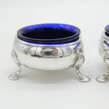 George II Pair of Sterling Silver Hoof Foot Salt Cellars Antique 1737 London