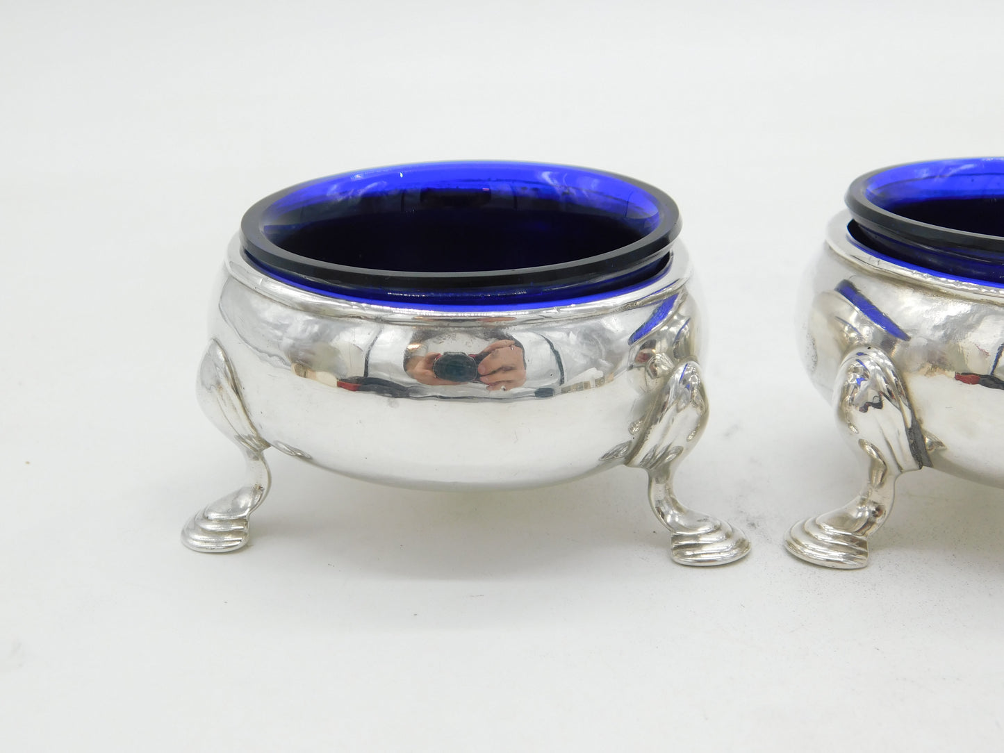 George II Pair of Sterling Silver Hoof Foot Salt Cellars Antique 1737 London