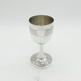 Chinese 19th Century Sterling Silver Floral Decorated Wine Goblet Antique Leeching Canton