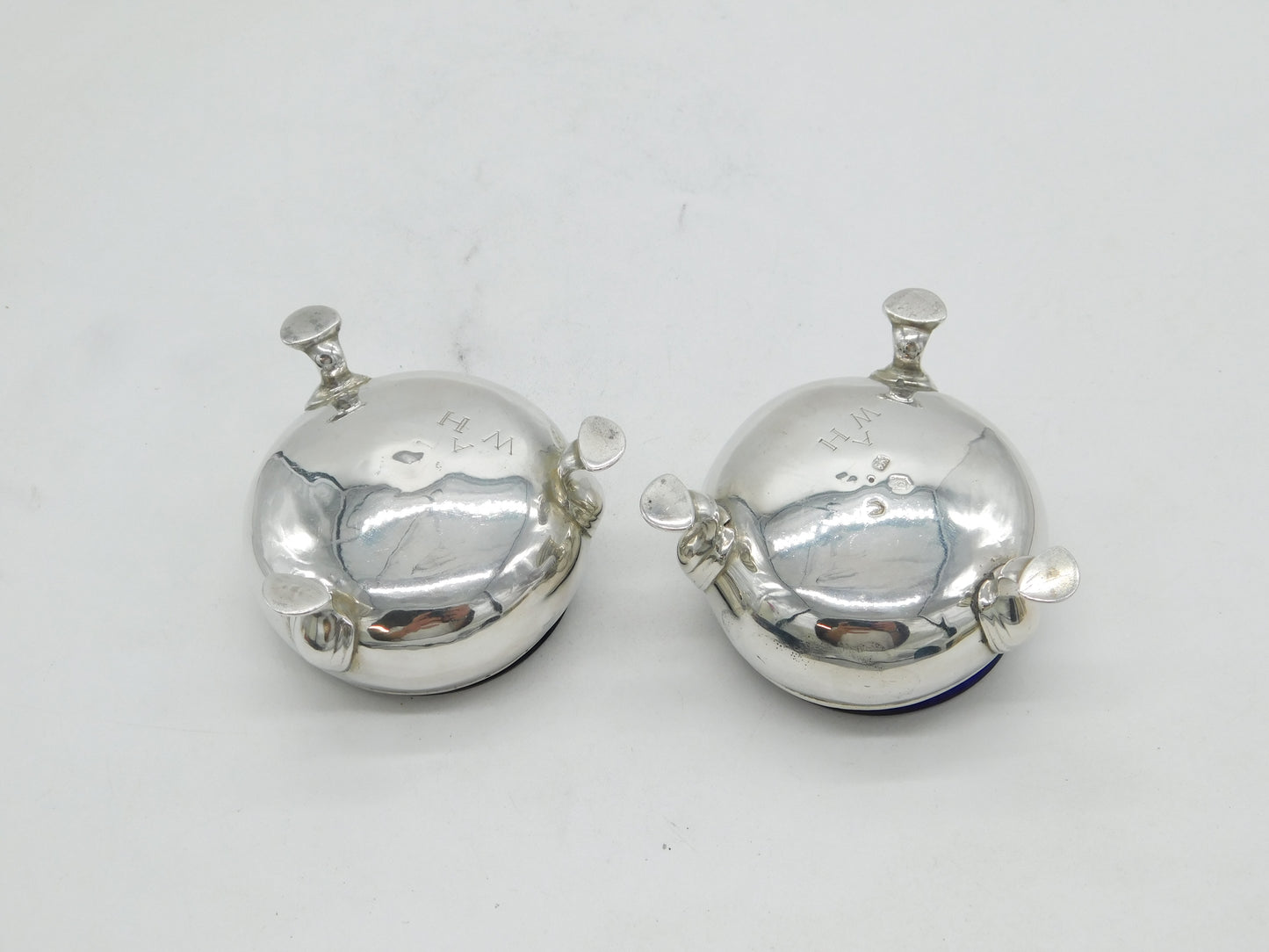 George II Pair of Sterling Silver Hoof Foot Salt Cellars Antique 1737 London