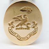 Victorian Superior Goldstone & 9ct Rose Gold Heraldic Intaglio Desk Seal Antique c1860