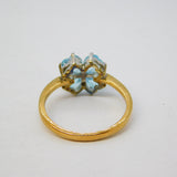 9ct Yellow Gold, Aquamarine, Diamond Heart Cut Ring Vintage 1994 Birmingham