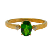 9ct Yellow Gold, Green Topaz & White Sapphire Dress Ring Vintage 2010 Birmingham