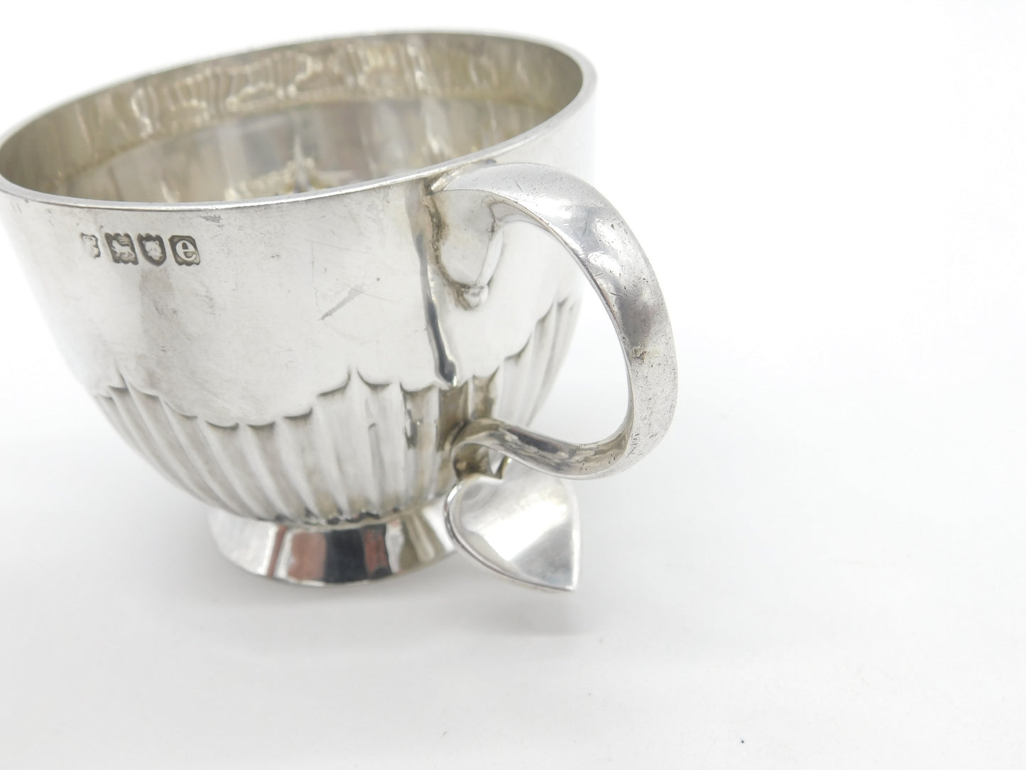 Victorian Sterling Silver Leaf Form Tea Cup Antique 1900 London Art Nouveau